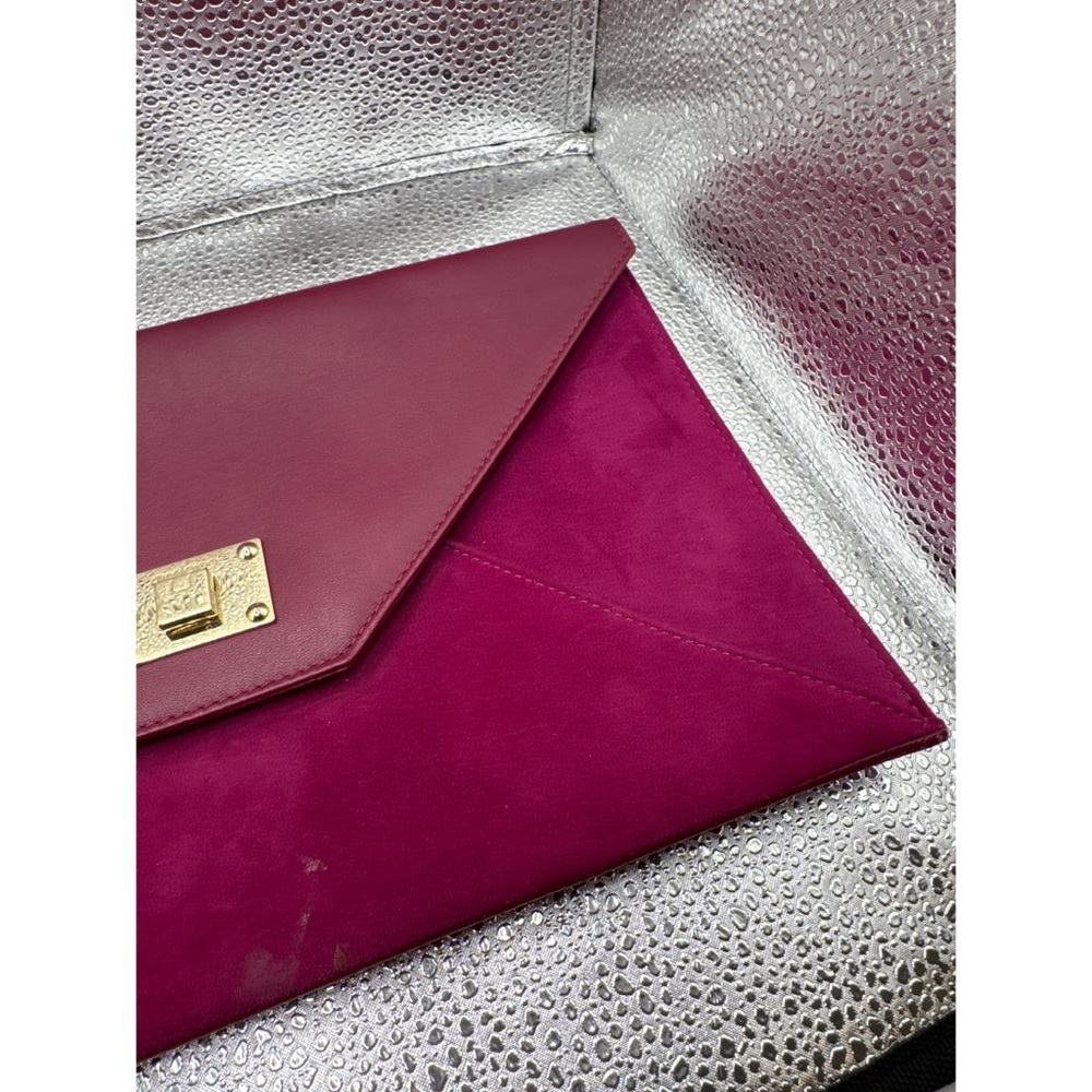 Jimmy Choo Burgundy Leather & Suede Envelope Clutch - Picture 3 of 6